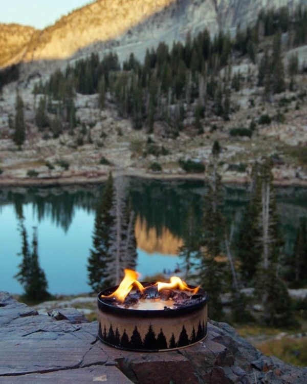 fireplace overlooking lake